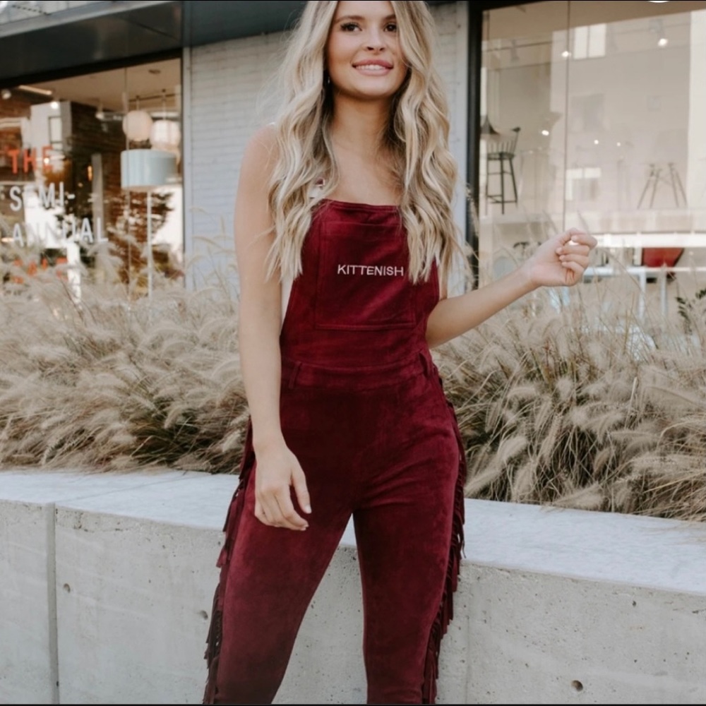 Kittenish Fringe Overalls Size Small